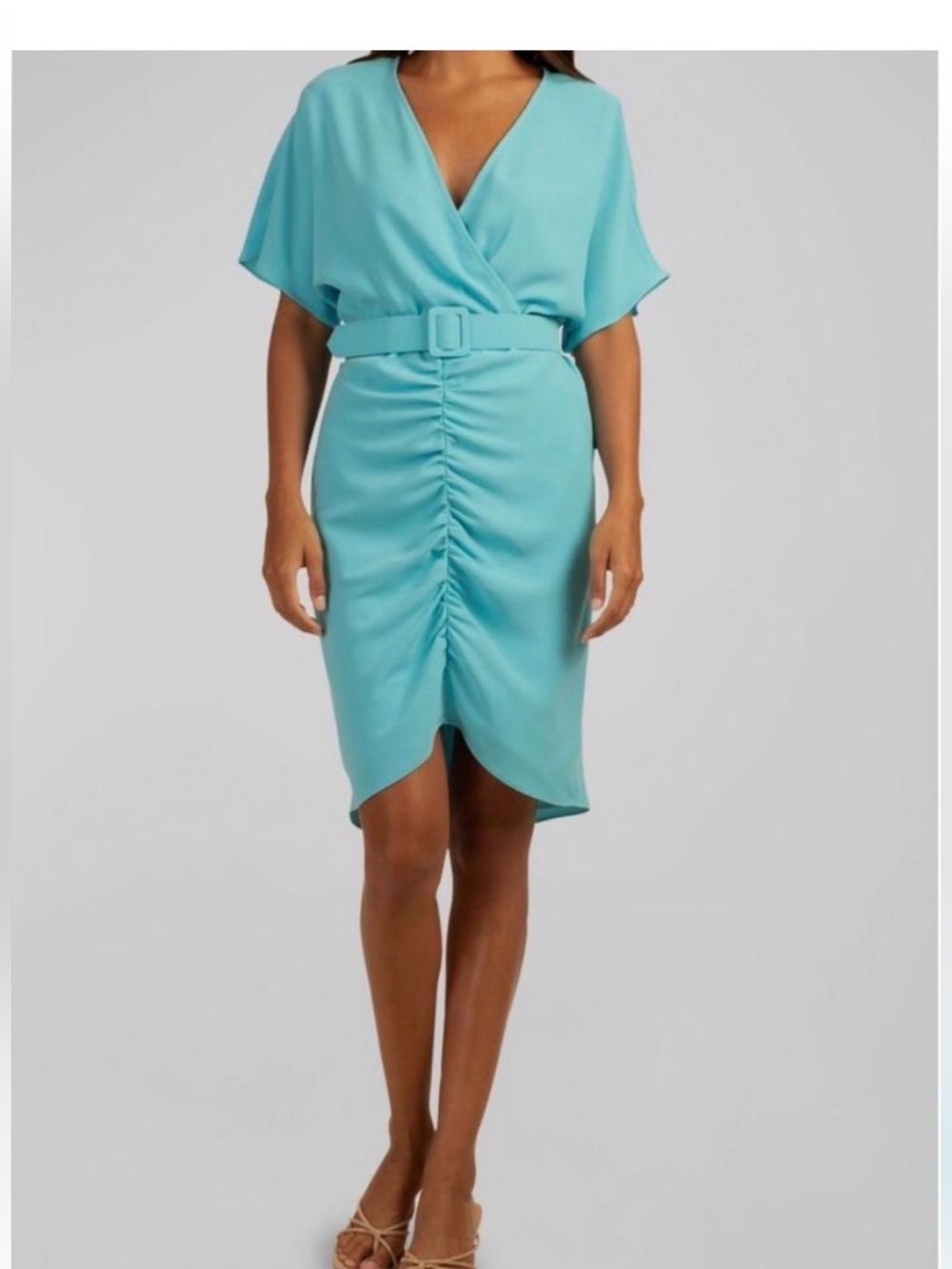 Trina Turk Women's Cocktail Dress with Gathered Front Sz 12 Turquoise NWT